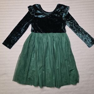 Velvet and Tulle Long Sleeve Dress